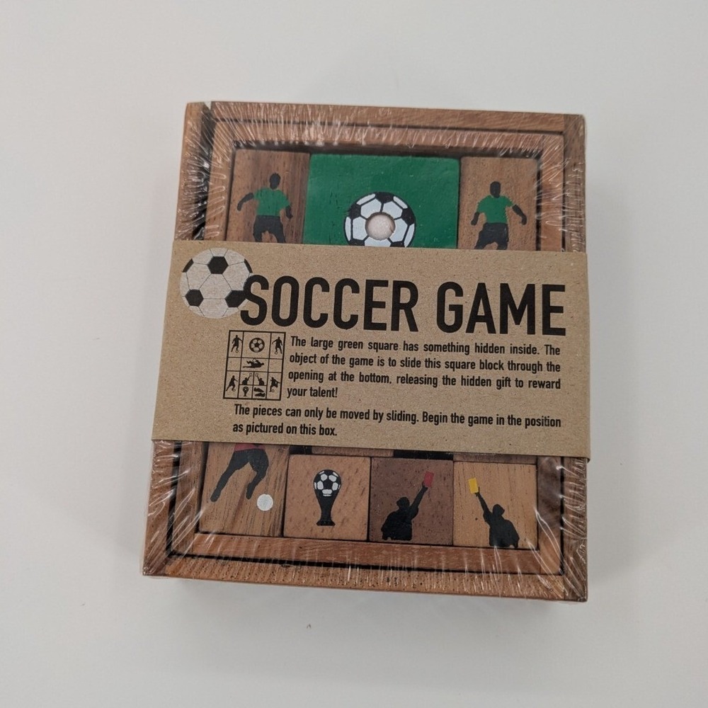 NEW Siam Mandalay Wooden‎ Soccer Game Slide Puzzle